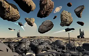 Astronomical: Futuristic technology, mining an asteroid field