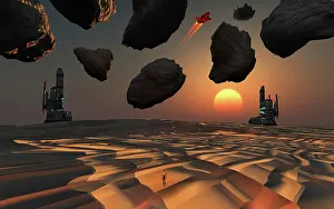 Astronomical: Futuristic technology, mining an asteroid field
