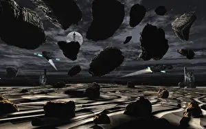 Astronomical: Futuristic technology, mining an asteroid field