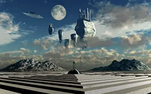 Midair: A futuristic view of a floating city in the clouds