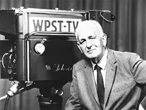 Commentators: Gabriel Heatter, in front of a WPST-TV camera in