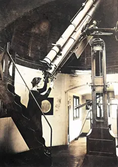 Flammarion: Gabrielle Renaudot Flammarion using refractor telescope