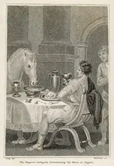 Caligula: Gaius Caesar Caligula eating dinner with horse