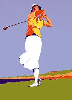 Completing: Gal Golfer After Swing