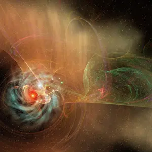 Continuity: A galaxy swirls in the universe