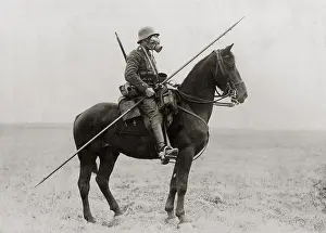 Laon: Galloper with gas mask, 1917