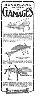 Gamages: Gamages Fleming-Williams 27' Racing Monoplane 63/- Complete