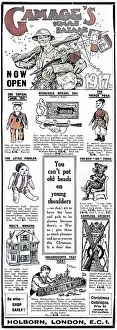 Gamages: Gamage's Xmas bazaar advertisement, WW1