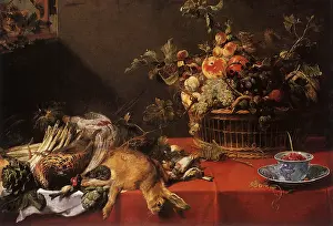 Snyders: Game and Basket of Fruit with a Cat and Squirrel