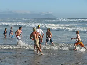 Hermanus: A game of beach rugby on Grotto Beach, Hermanus