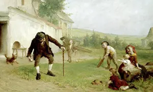 Burr: A Game of Cricket ' elderly man & children
