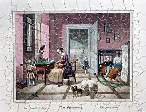 Jigsaw: game, jigsaw puzzle, The play room, colour lithograph