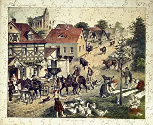 Jigsaw: game, jigsaw puzzle, Rural Scene, colour lithograph