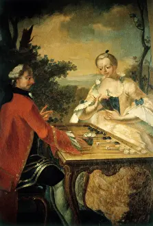 Backgammon: games, backgammon, noble couple playing backgammon