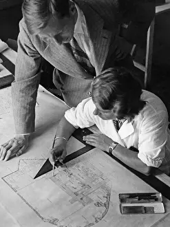 Client: Garden architect in her office, 1930s