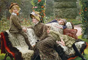 Cushions: The Garden Bench ' mother and children