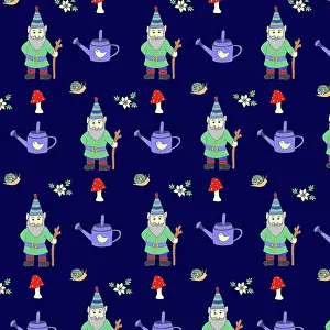 Tess Hines Designs: Garden gnomes repeating pattern