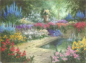 Halford: Garden pond and flower beds