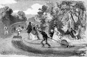Sprinkling: Garden roller and watering machine, Paris 1859