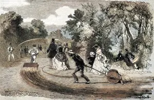 Sprinkling: Garden roller and watering machine, Paris 1859