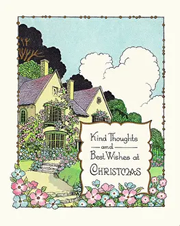 Festooned: Garden scene on a Christmas card
