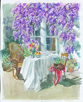 Wisteria: Garden Table with Wisteria