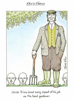 Aspect: Gardener and heads planted in the ground