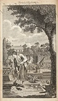 Abercrombie: Gardeners at work in walled garden