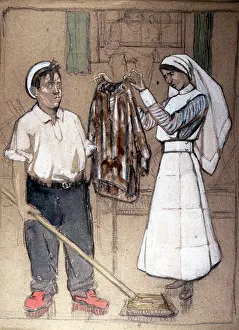 Sweeping: Garment inspection, WW1