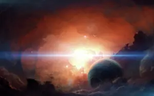 Radiant: A gas giant partly hidden in a nebula