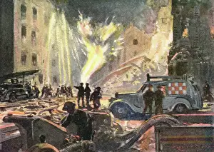 Alight: Gas Main alight following WWII air raid