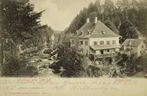 Gasthaus: Gasthaus at Traunfall. About 19103. Collotype