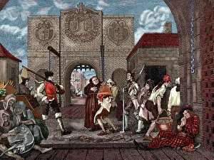 Illustrator: The Gate of Calais. Etching by William Hogarth (1697-1764)