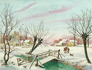 Willows: The Gated Bridge - snow scene with bridge