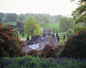 Bodmin: Gatehouse in mist, Lanhydrock House, Cornwall