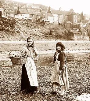 Mussels: Gathering shellfish, Whitby, Victorian period