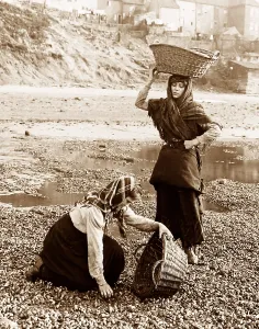 Mussels: Gathering shellfish, Whitby, Victorian period