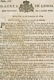 1814: Gazeta de Lisboa. Historical context of the Peninsular War