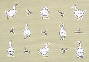 Miyuki: Geese with holly