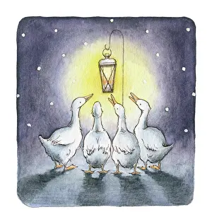 Miyuki: Three Geese under a lantern