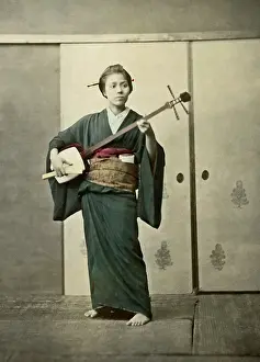 Samisen: Geisha with Samisen, Japan