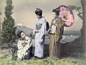 Geishas: Three geishas, Japan, circa 1890