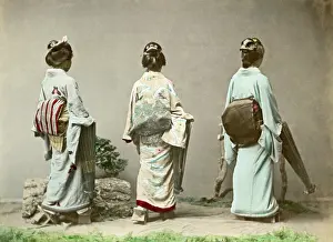Sashes: Geishas showing Obi Sashes, Japan