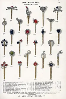 Streeter: Gem scarf pins with diamond, ruby, sapphire