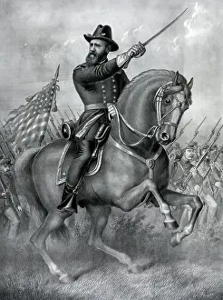 Resaca: General Benjamin Harrison on horseback, leading