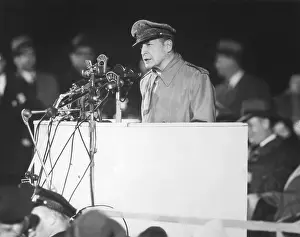 50000: General Douglas MacArthur addressing an audience