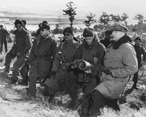 Suwon: General Douglas MacArthur at the front lines above