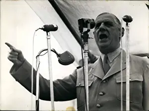 Tananarive: General de Gaulle speaking at stadium, Madagascar
