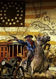 Towed: General George Armstrong Custer on a horse, with
