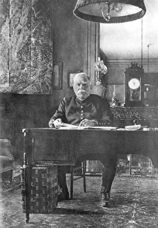 Joffre: General Joffre at his desk, WW1